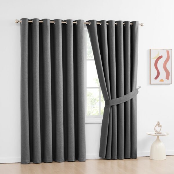 Grey thermal blackout curtains eyelet ring top Rugstars UK