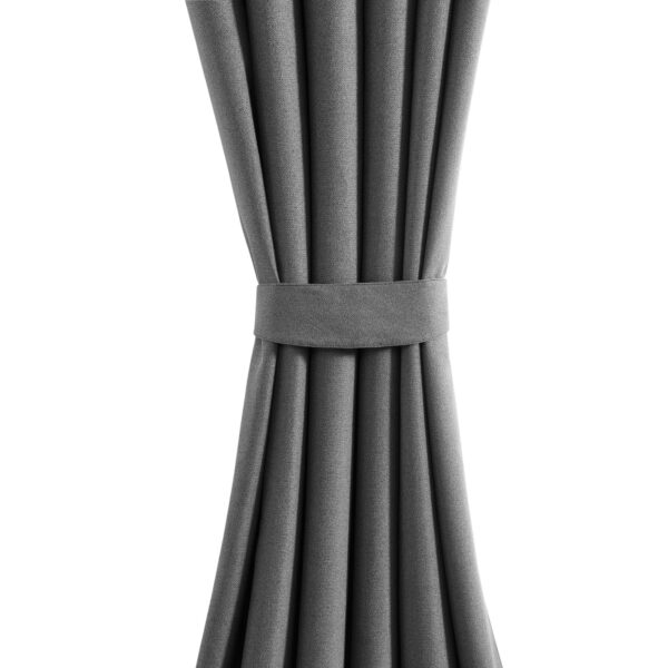 Grey blackout eyelet curtains pair with tie backs Rugstars UK