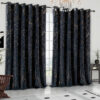 Black glitzy velvet eyelet curtains with metallic print Rugstars UK
