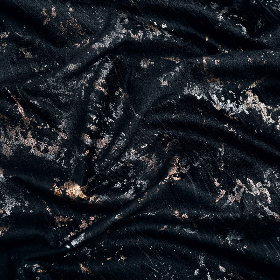 Black semi sheer velvet eyelet curtains Rugstars UK