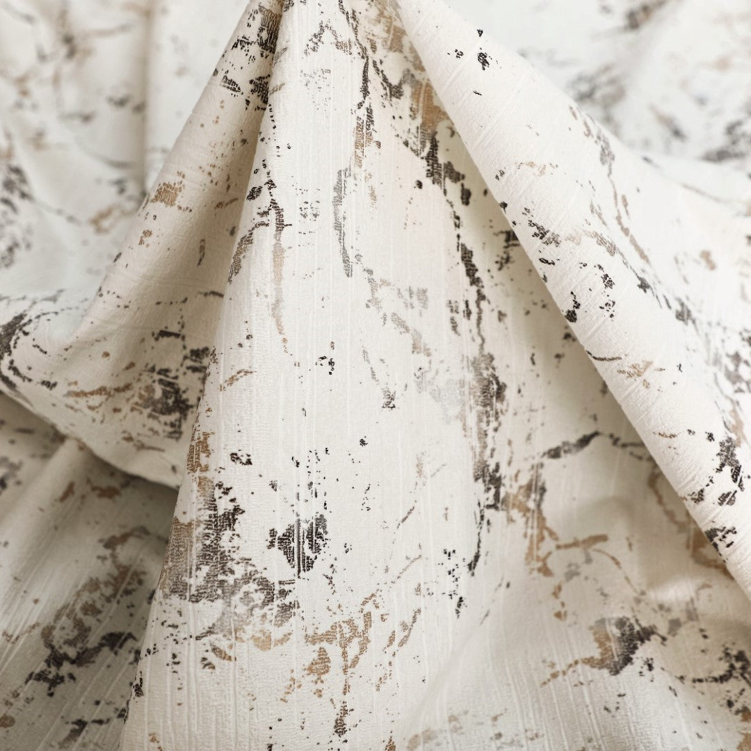 Cream semi sheer velvet eyelet curtains Rugstars UK