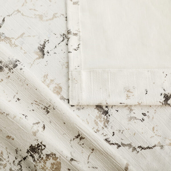 Cream metallic printed curtain fabric detail Rugstars UK