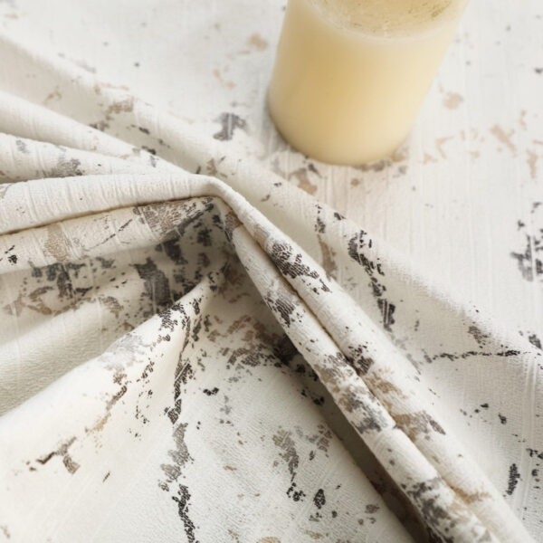 Cream velvet curtains metallic print drape Rugstars UK