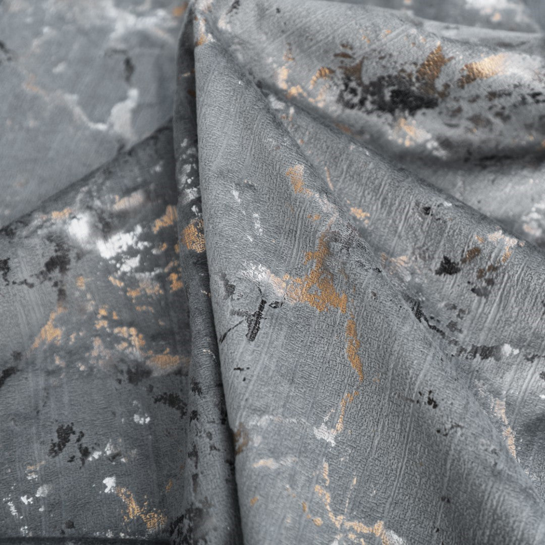 Grey semi sheer velvet eyelet curtains Rugstars UK