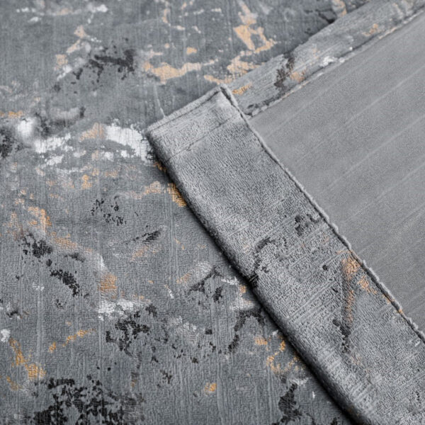 Grey metallic printed curtain fabric detail Rugstars UK
