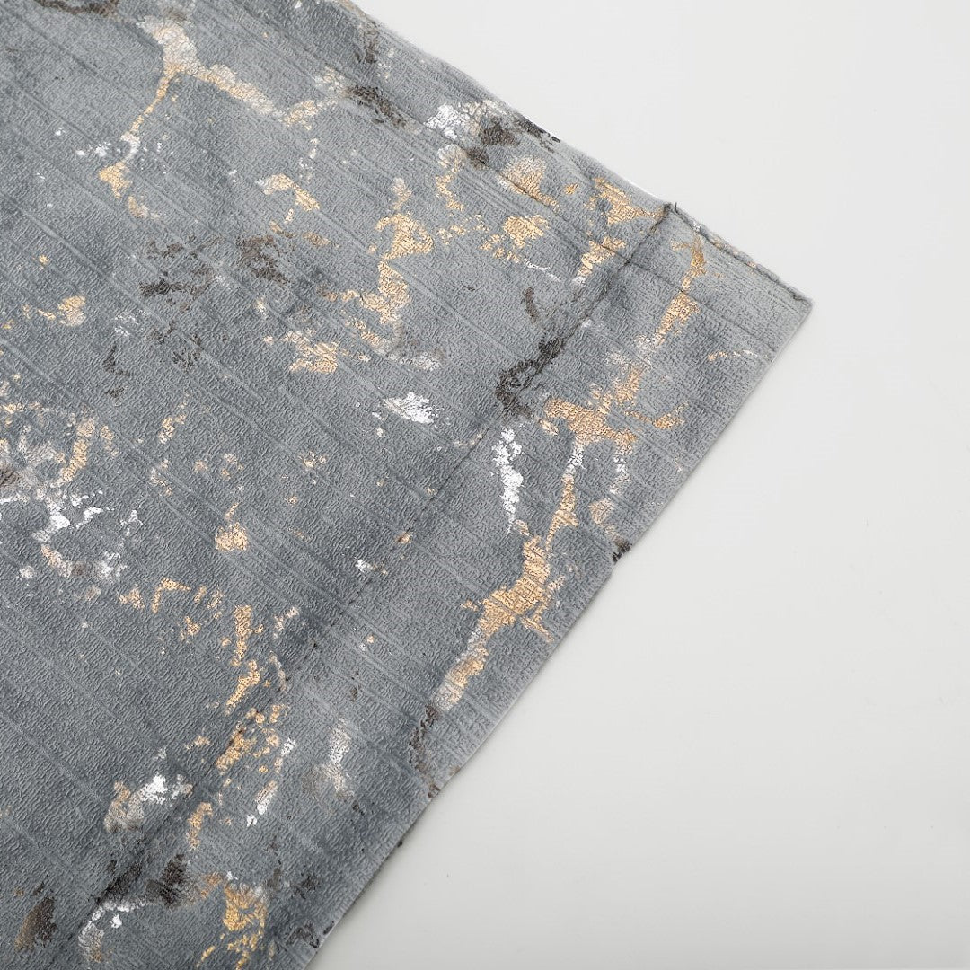 Grey ready made glitzy velvet curtains Rugstars UK