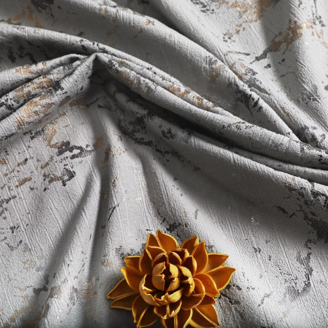 Silver semi sheer velvet eyelet curtains Rugstars UK