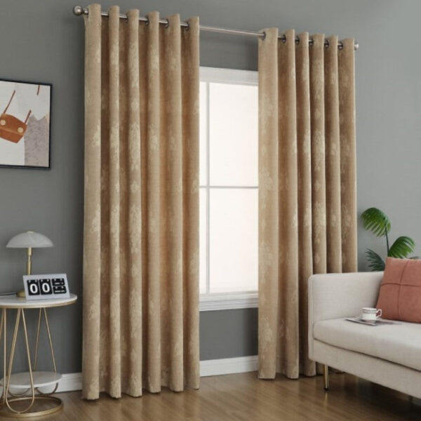 Gold Virginia jacquard eyelet fully lined curtains Rugstars UK