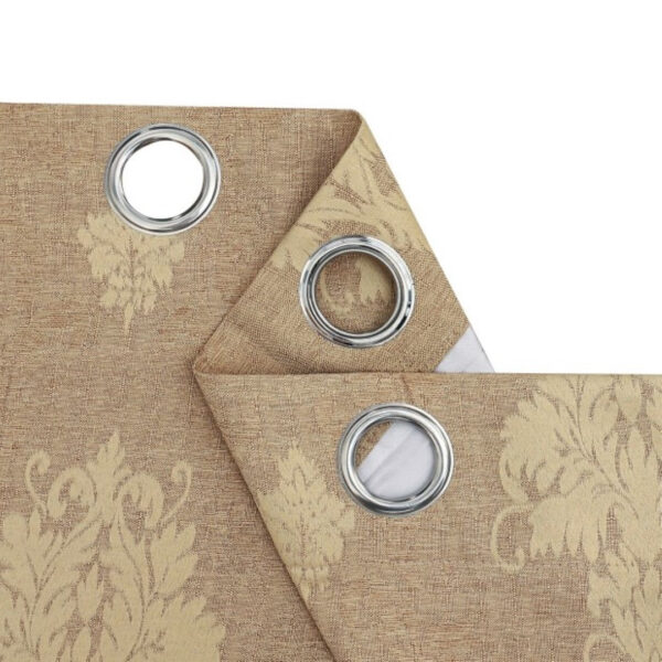 Gold damask jacquard curtains with eyelet heading Rugstars UK