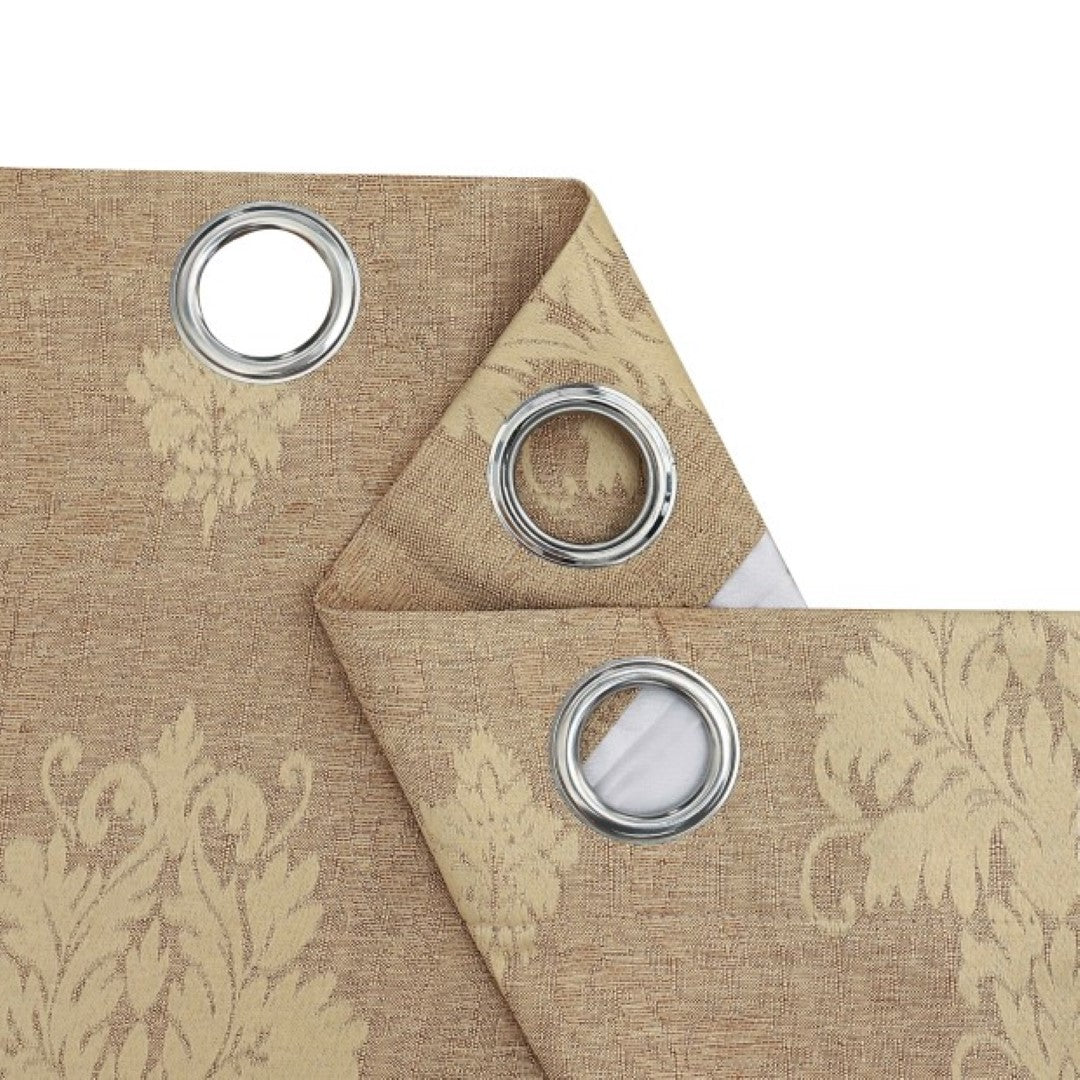 Gold damask jacquard curtains with eyelet heading Rugstars UK
