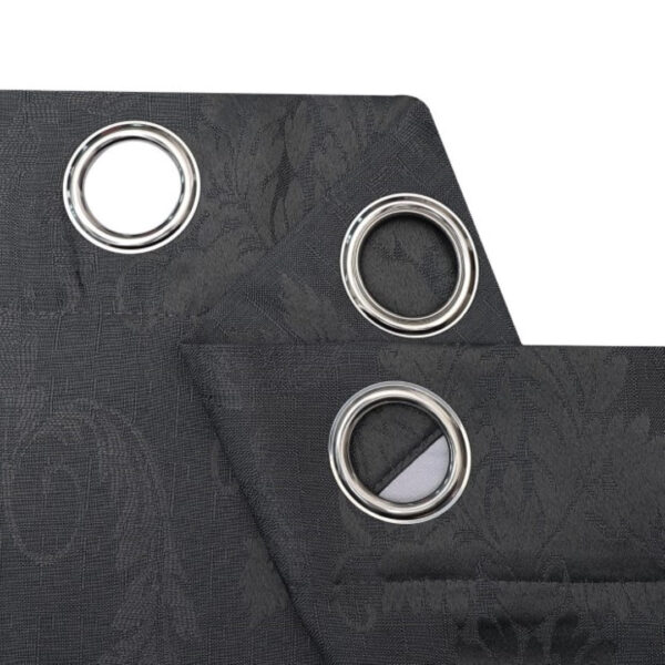 Grey damask jacquard curtains with eyelet heading Rugstars UK