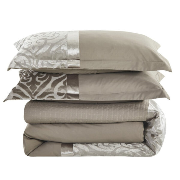 Mink Infinity jacquard velvet duvet cover fabric detail