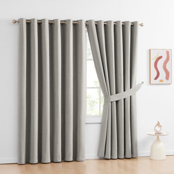 Mink beige thermal blackout curtains eyelet ring top Rugstars UK