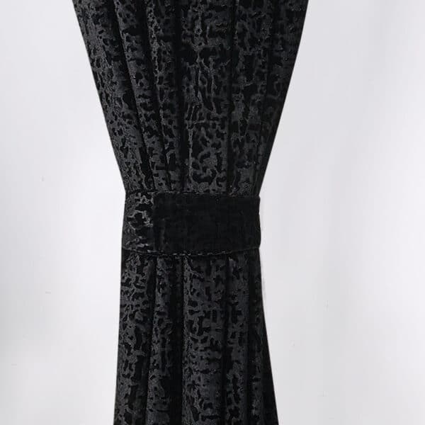 Black plush velvet ring top curtain pair Rugstars UK