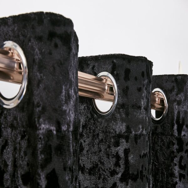 Black velvet eyelet curtains with matching tiebacks Rugstars UK