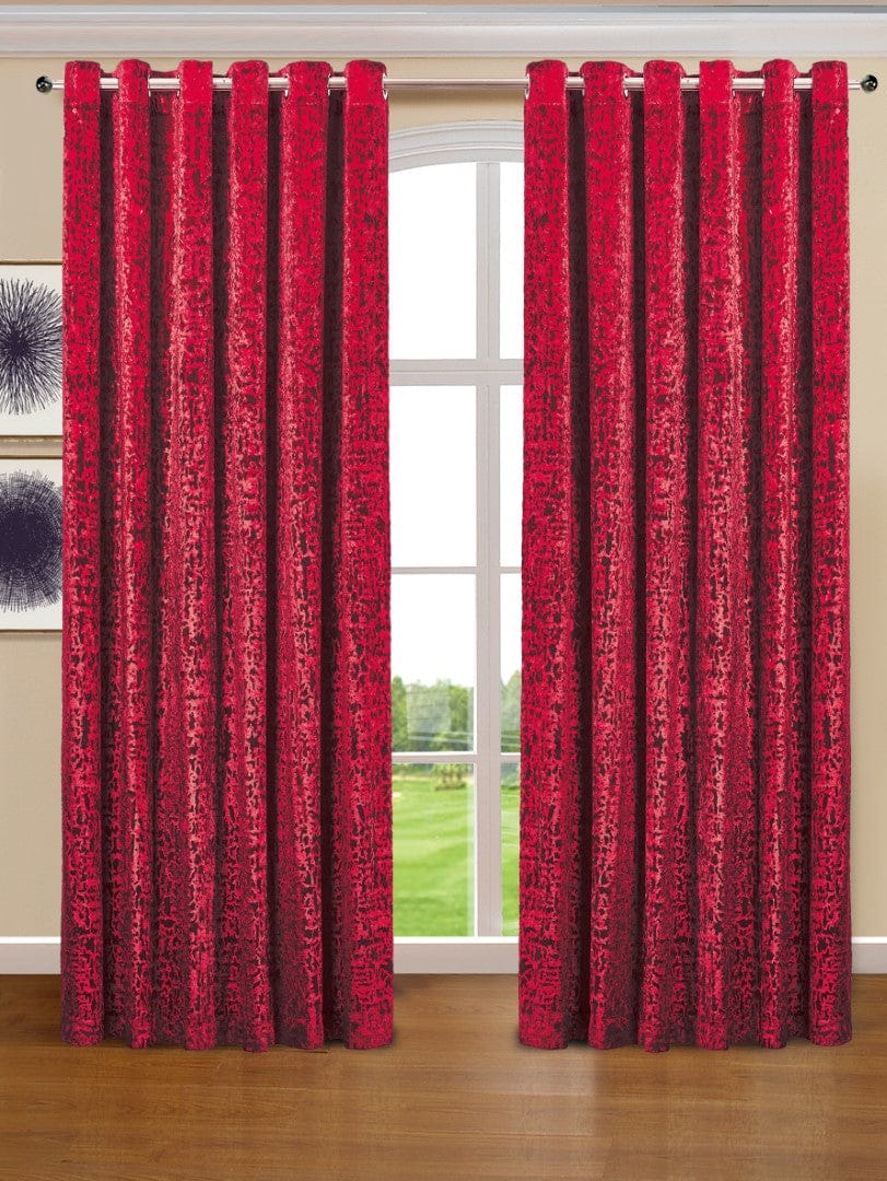 Burgundy ready made plush velvet eyelet curtains Rugstars UK