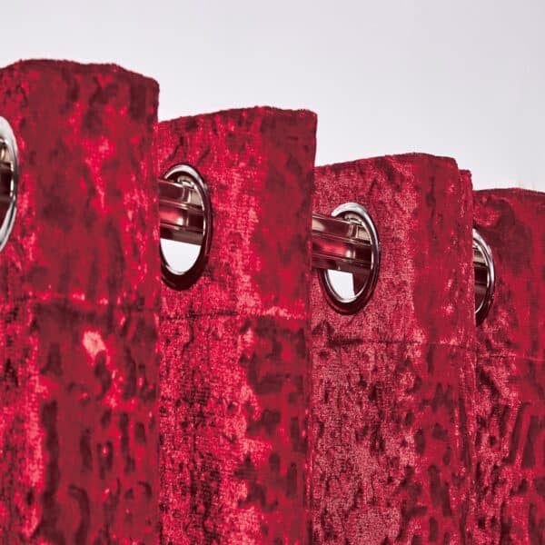 Burgundy velvet eyelet curtains with matching tiebacks Rugstars UK