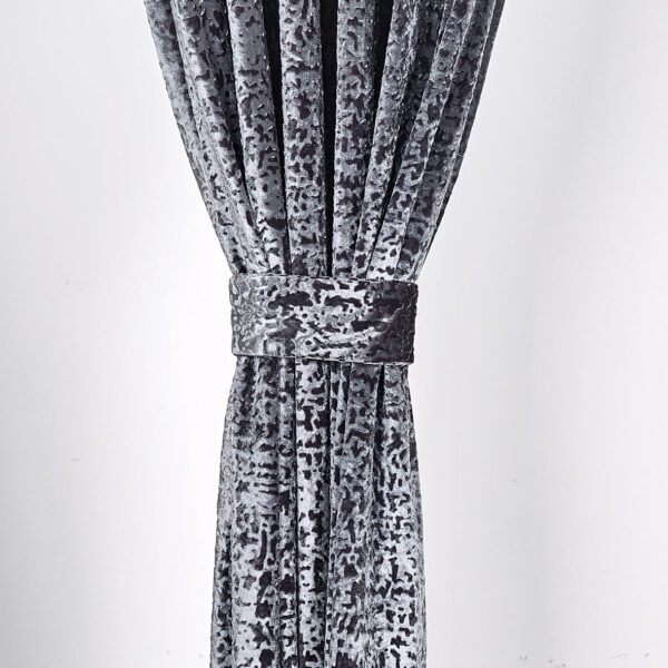 Grey plush velvet ring top curtain pair Rugstars UK