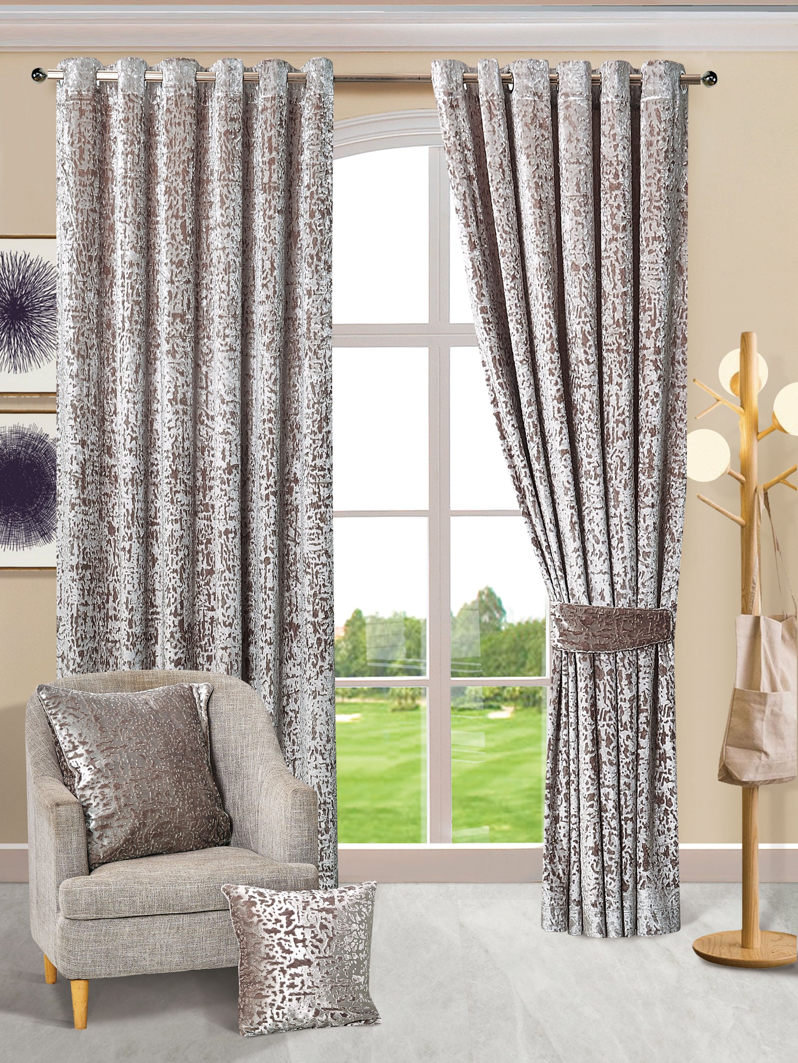 Mink luxury plush velvet window curtains Rugstars UK