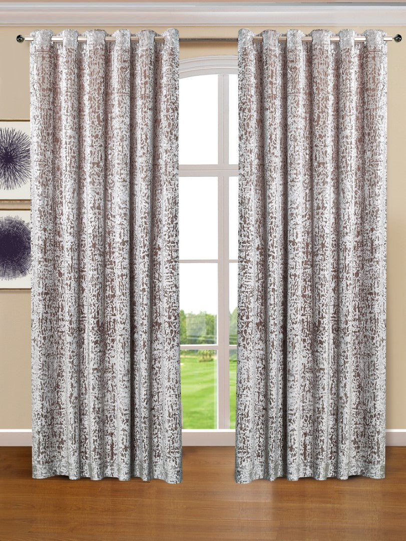 Mink ready made plush velvet eyelet curtains Rugstars UK