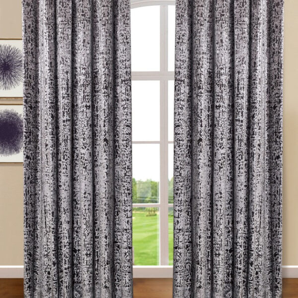 Silver ready made plush velvet eyelet curtains Rugstars UK