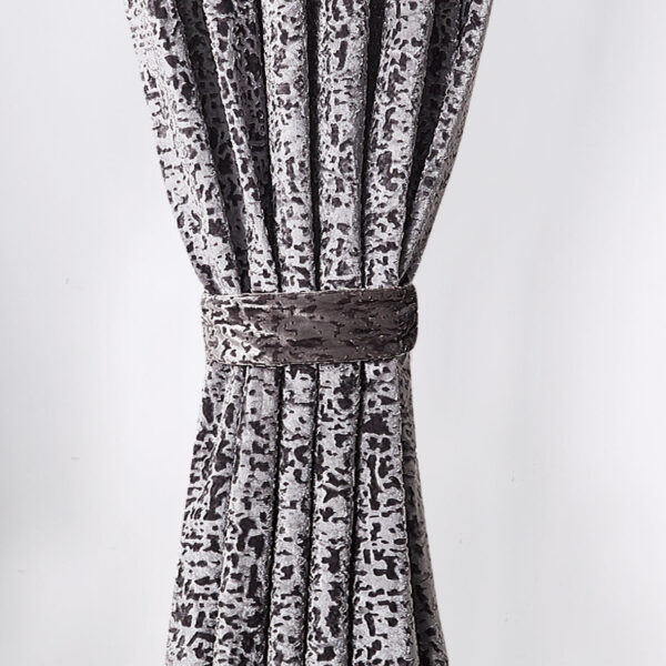 Silver plush velvet ring top curtain pair Rugstars UK
