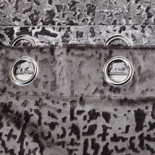 Silver plush polyester eyelet curtains Rugstars UK