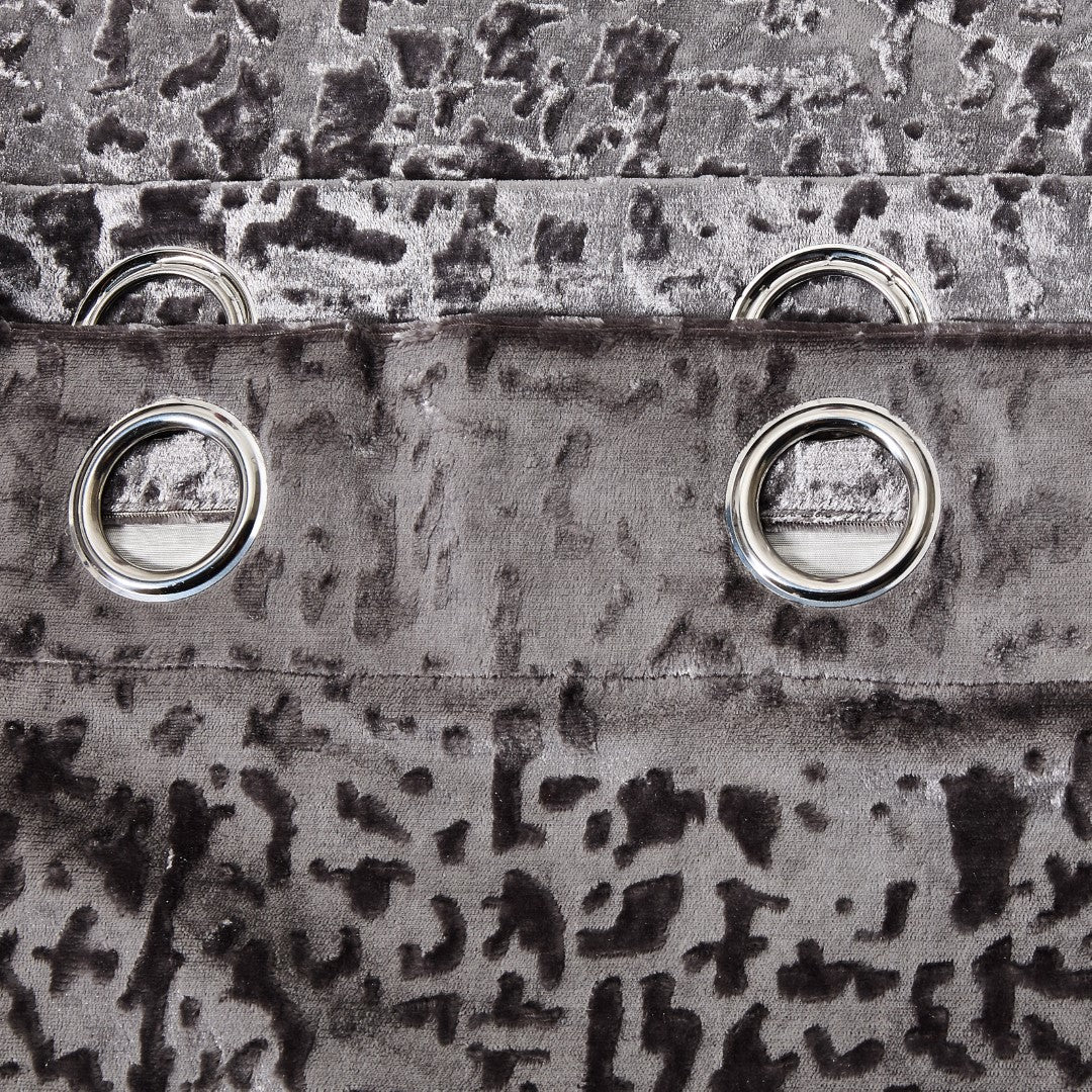 Silver plush polyester eyelet curtains Rugstars UK