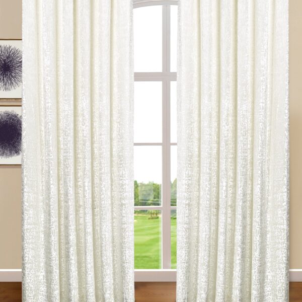 White ready made plush velvet eyelet curtains Rugstars UK