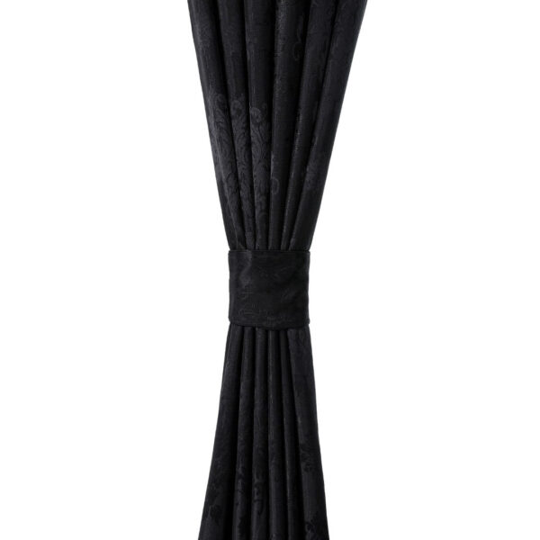Black Virginia jacquard pencil pleat curtains pencil pleat top Rugstars UK