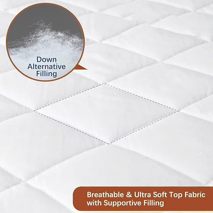 Breathable white mattress protector with quilted stitching for single double king and super king beds