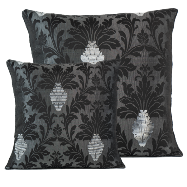 Richmond Black jacquard cushion cover close-up for sofa or bedroom styling