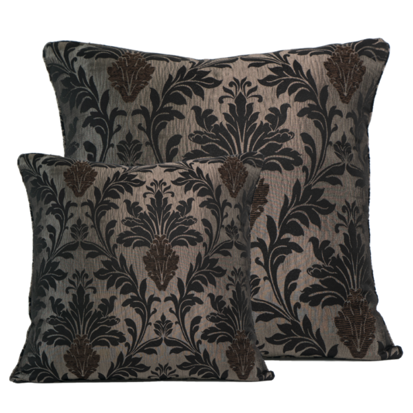 Richmond Chocolate jacquard cushion cover close-up for sofa or bedroom styling