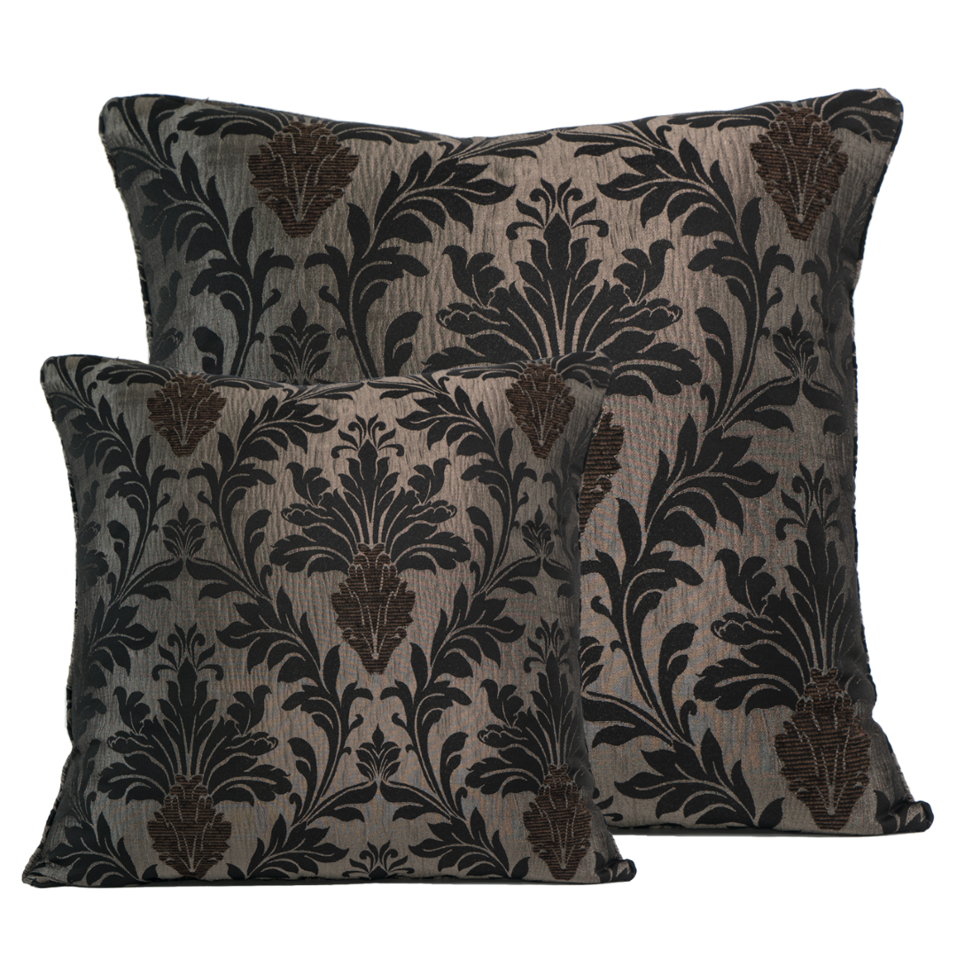 Richmond Chocolate jacquard cushion cover close-up for sofa or bedroom styling