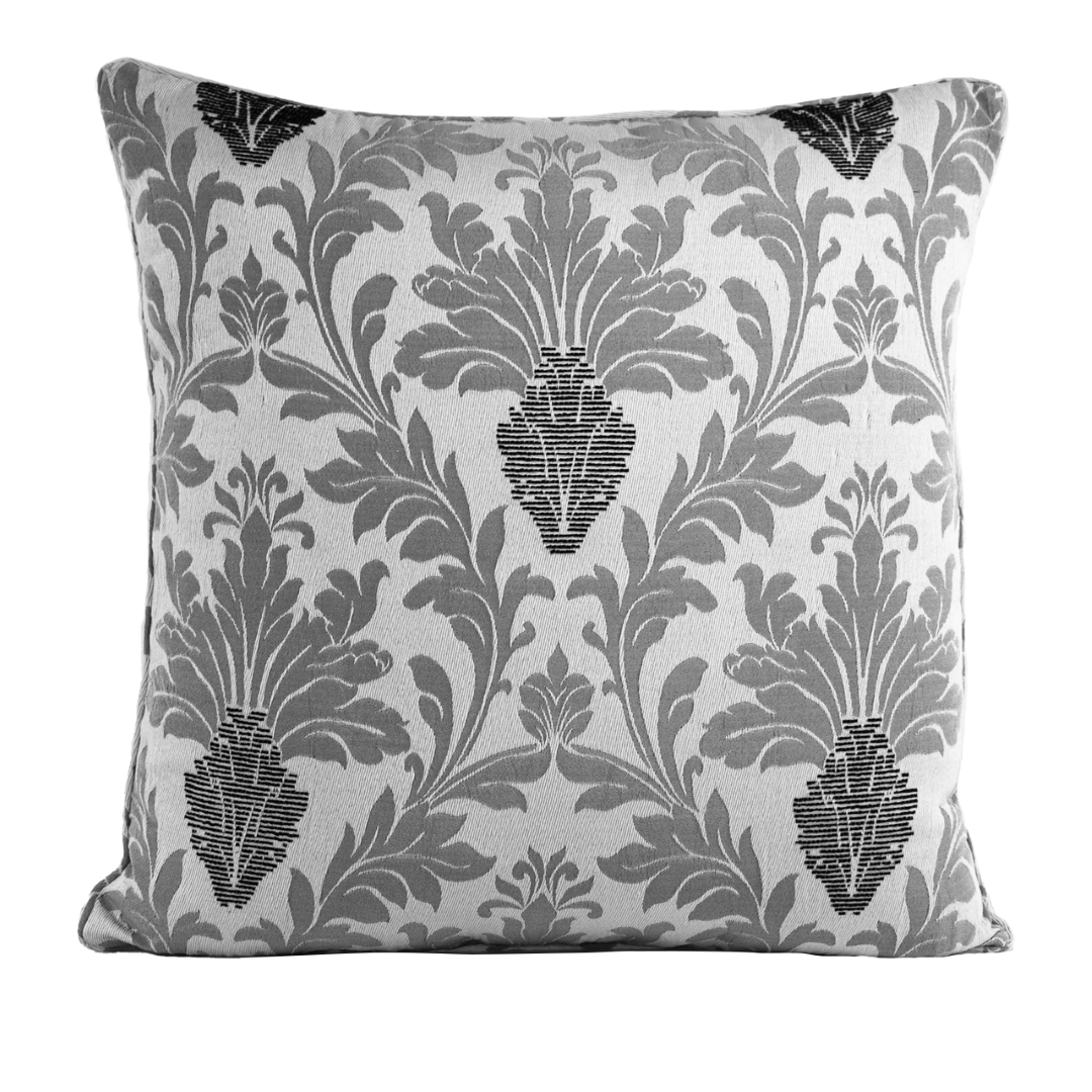 Richmond Silver floral jacquard cushion cover for sofa or bedroom styling