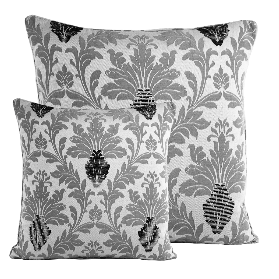 Richmond Silver jacquard cushion cover close-up for sofa or bedroom styling