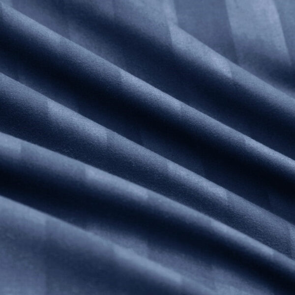 Royal blue satin stripe fitted sheet elasticated edge Rugstars UK