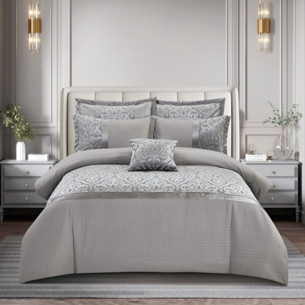 Silver Infinity jacquard duvet cover with matching pillowcases