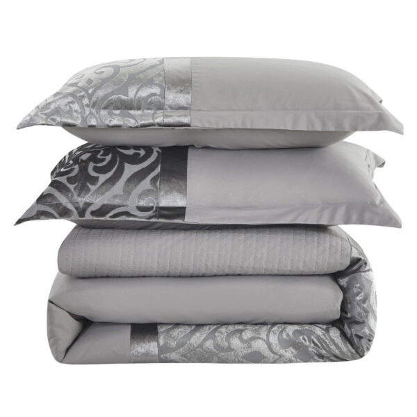 Silver Infinity jacquard velvet duvet cover fabric detail
