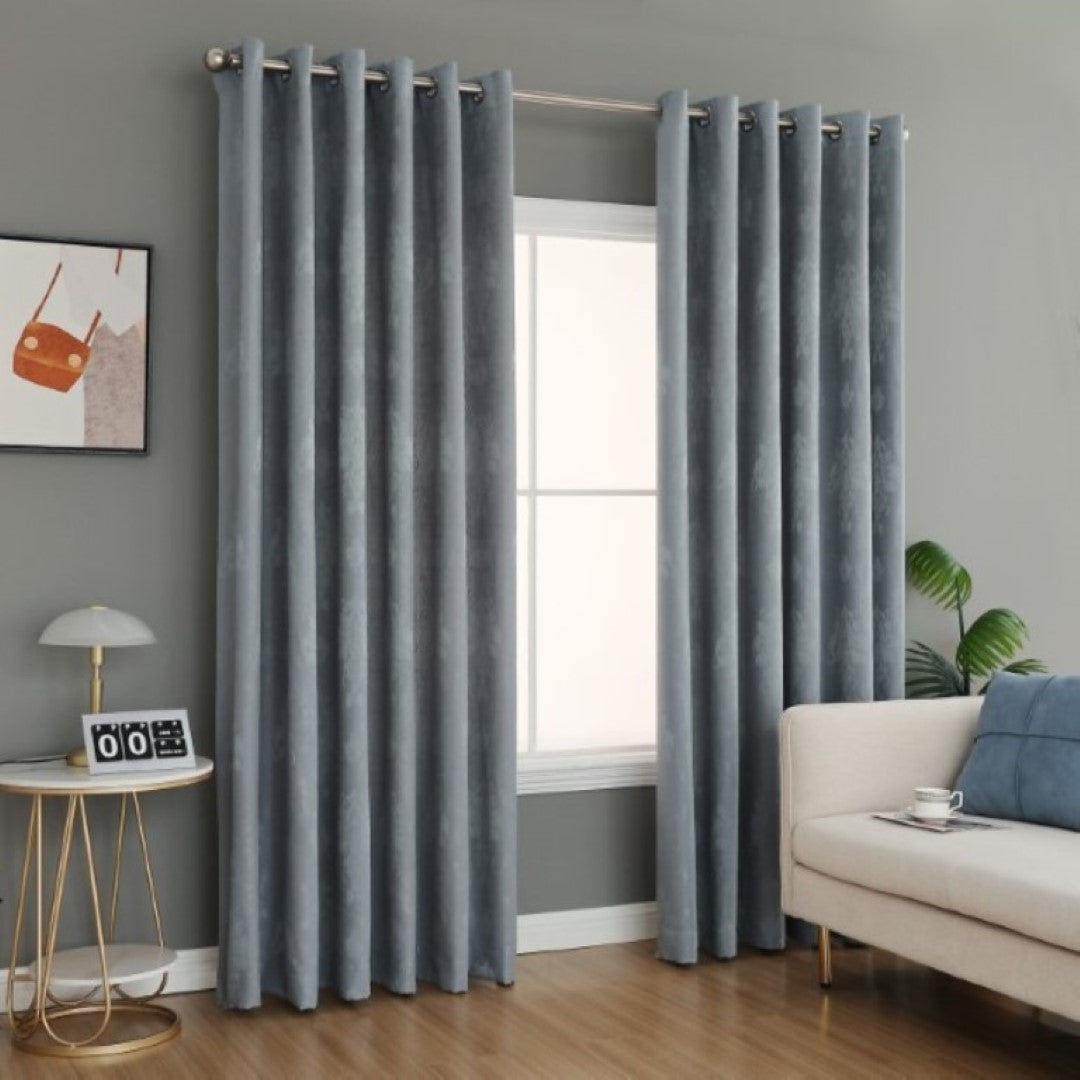 Silver Virginia jacquard eyelet fully lined curtains Rugstars UK