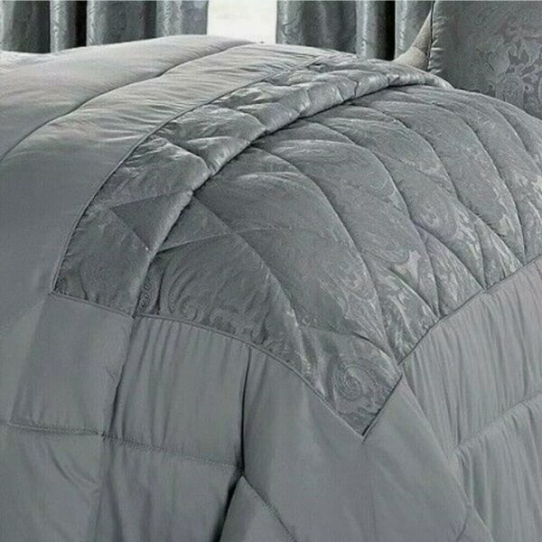 Silver Cleo jacquard bedspread quilted texture detail Rugstars UK