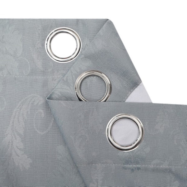 Silver damask jacquard curtains with eyelet heading Rugstars UK