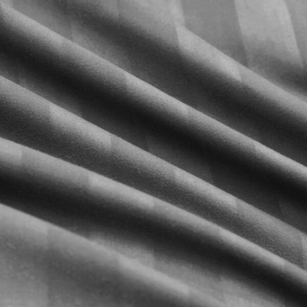 Silver grey satin stripe fitted sheet elasticated edge Rugstars UK
