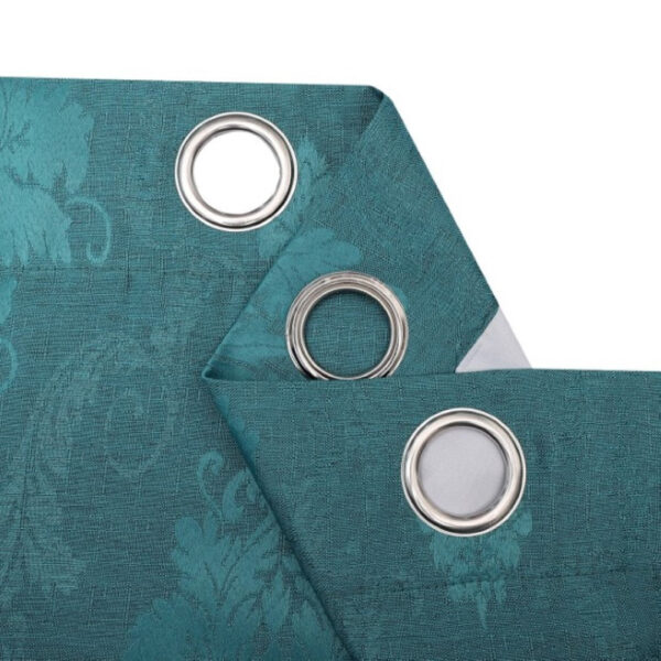 Teal damask jacquard curtains with eyelet heading Rugstars UK