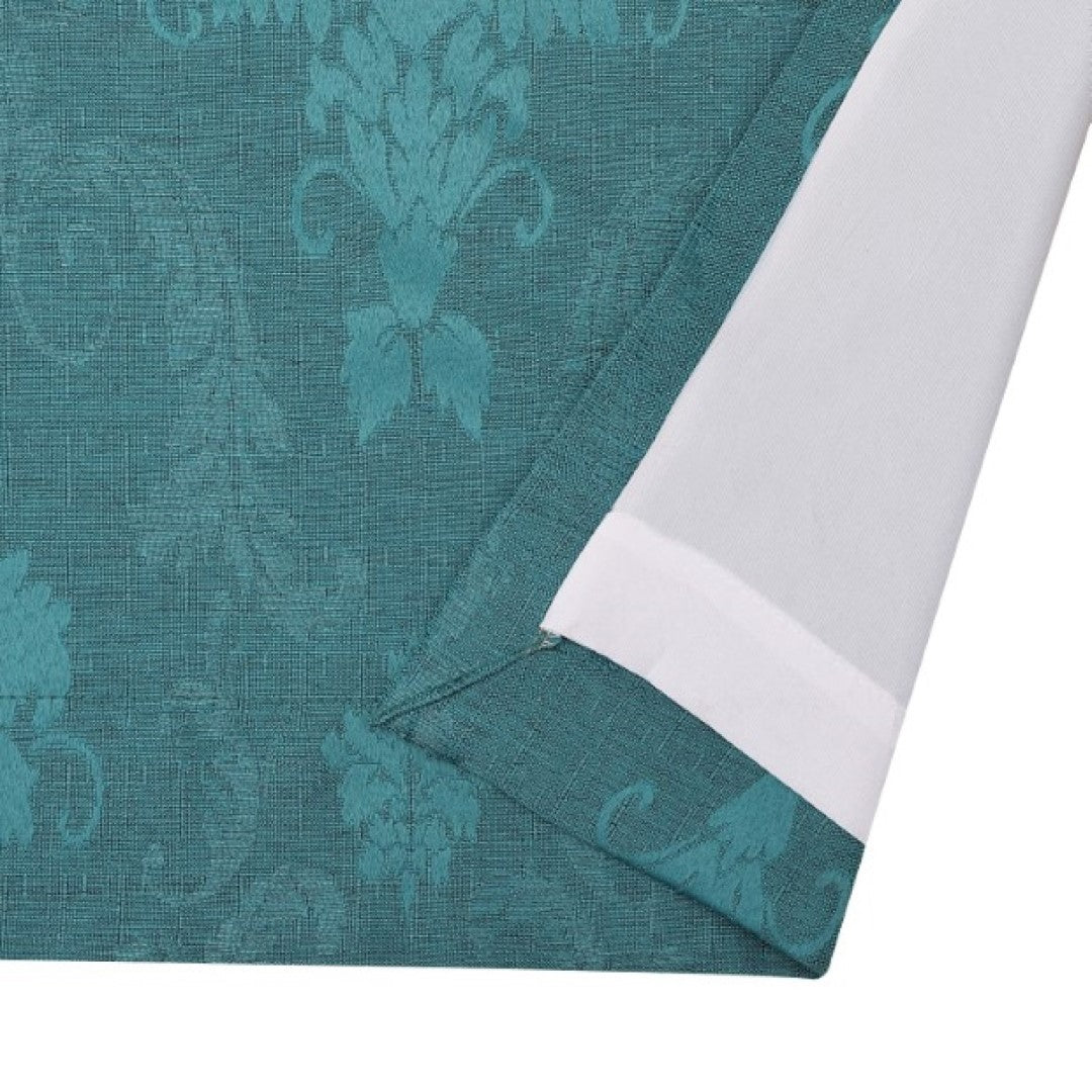 Teal Virginia jacquard curtain fabric detail Rugstars UK