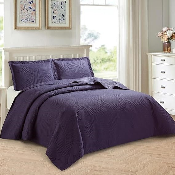 Tropical Leaf Quilted Bedspread Set - Image 2