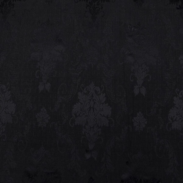 Black Virginia pencil pleat curtains woven damask detail Rugstars UK