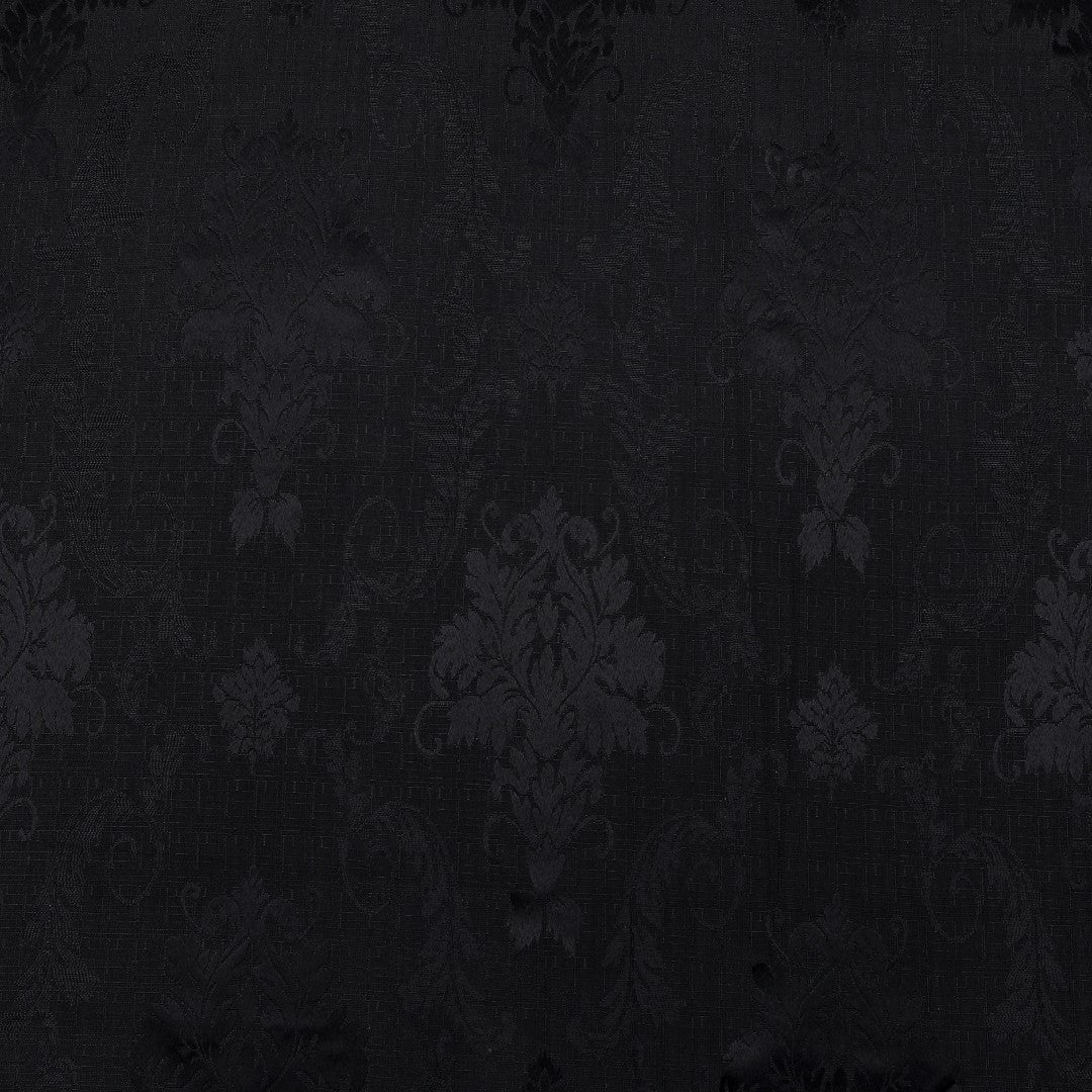 Black Virginia pencil pleat curtains woven damask detail Rugstars UK
