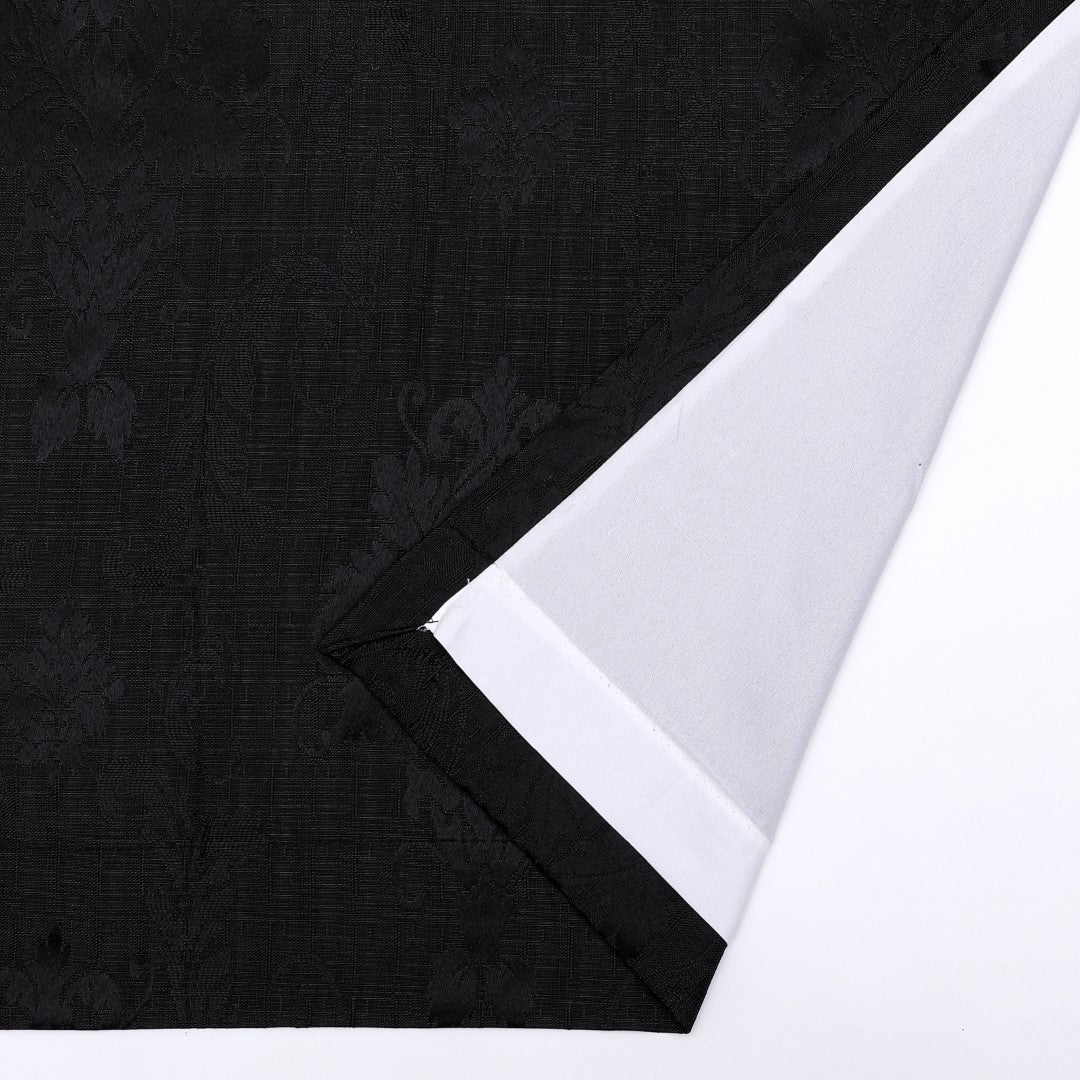 Black Virginia fully lined pencil pleat curtains close up Rugstars UK