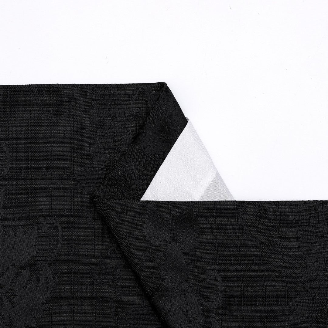 Black Virginia jacquard curtains pencil pleat header Rugstars UK